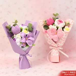 Handmade Yarn Rose Tulip Bouquet, Perfect Gift for Birthday, Anniversary, Mother's Day, Valentine's Day, Graduation, Teacher's Day, Christmas