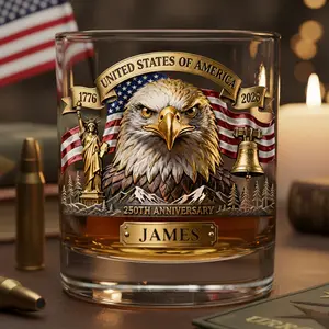 Veteran Personalized 11oz Round Glass - Personalized Gifts For Military Drinking Glass