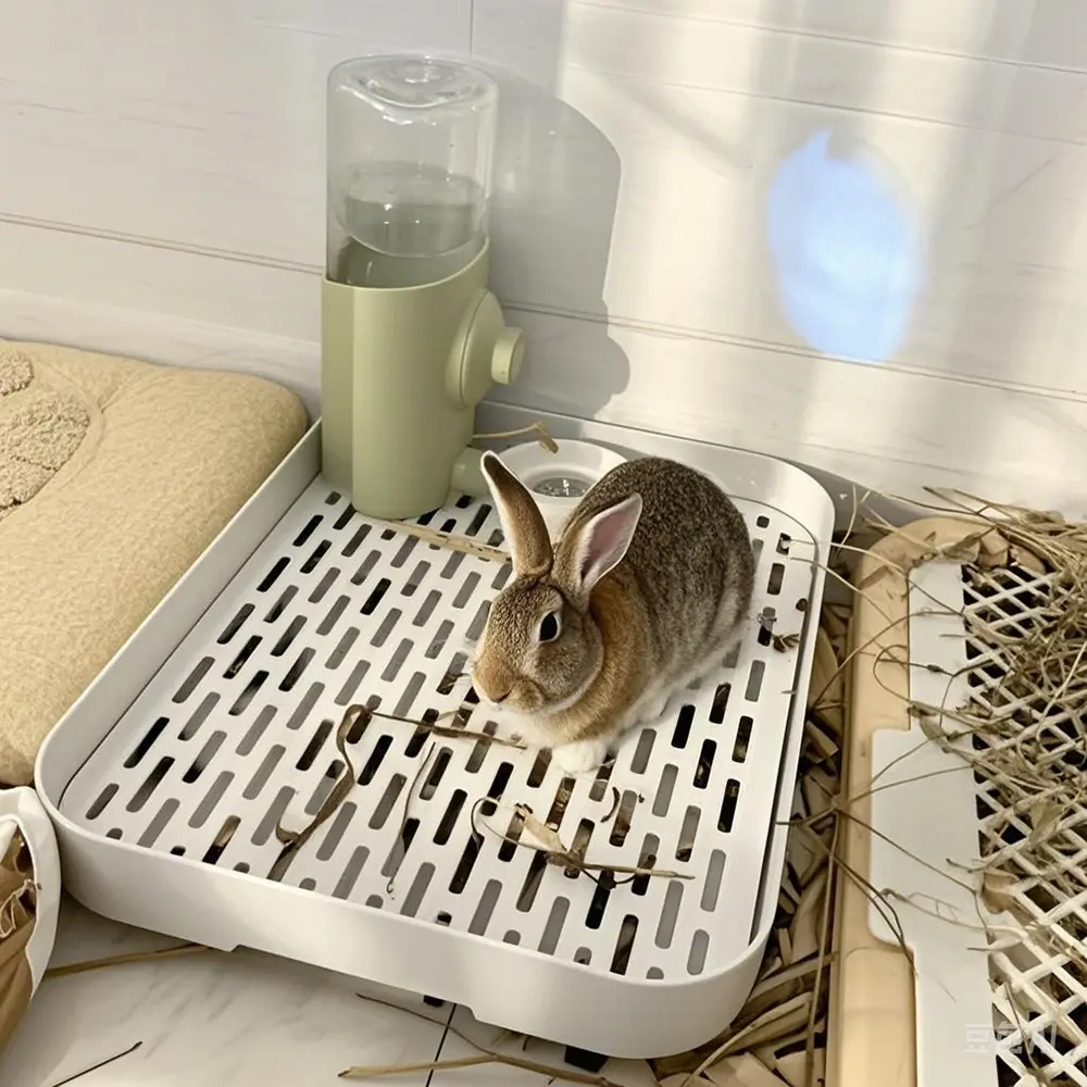 1pc Rabbit Litter Box Enclosure, Corner Small Pet Toilet Tray for Ferret, Hamster, Guinea Pig, Cat Pet Supplies (Toilet Training System)