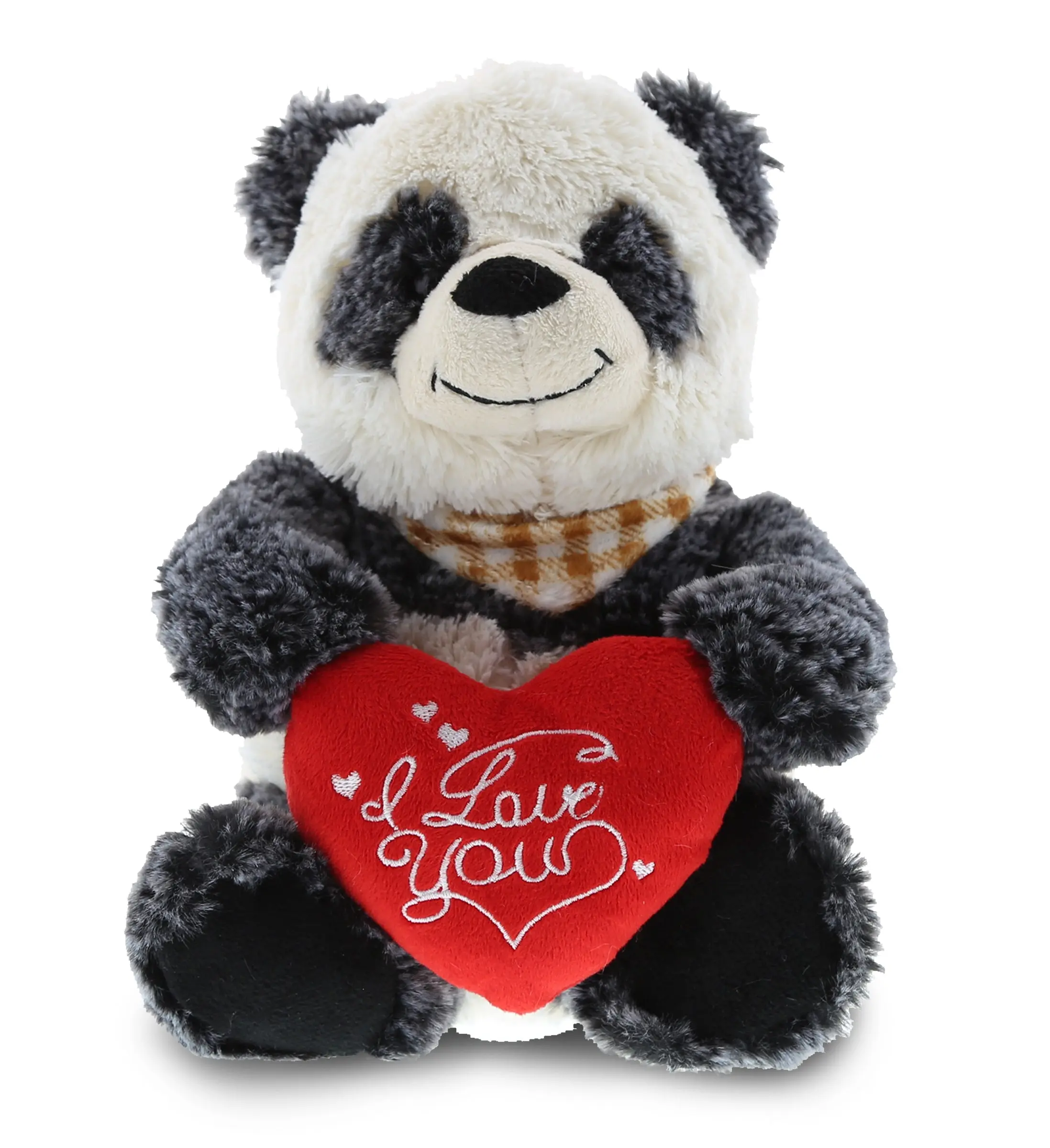 DOLLIBU Sitting Plush Panda Teddy Bear Stuffed Animal - Polyester, Embroidered Red Heart "I Love You" Embroidery, Realistic Panda Look, Soft Cuddly Gift for 0-12 Yrs Unisex Enthusiasts, Bedroom Decor, Cold Wash Clean, Teddybear Stuffed Animal
