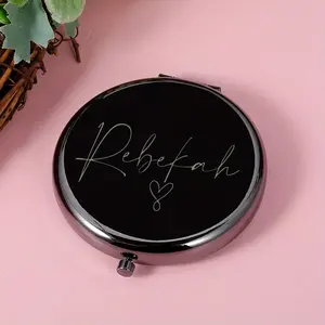 Customized Pocket Makeup Mirror Beautiful Wedding Gift, Hen Party Gift, Delicate Engraved Compact Mirror Bridesmaid Gifts