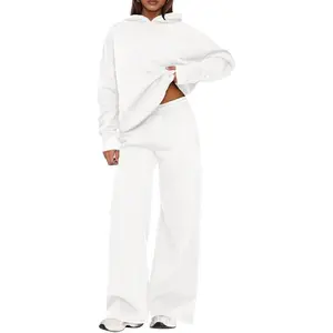 Womens Sweatsuits 2 Piece Set 2025 Casual Winter Long Sleeve Hoodie Loose Wide Leg Sweatpants Fall Tracksuit