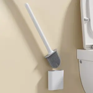 Toilet Brush With Holder, 1 Count Soft Bristle Flexible Toilet Bowl Brush With Long Handle, Toilet Bowl Cleaning Brush, Toilet Cleaning Tool