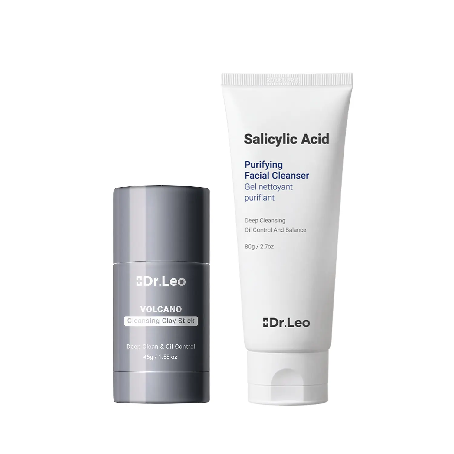 Dr.Leo Deep Cleansing Facial Set - Charcoal Clay Mask Stick + Salicylic Acid Cleanser, Gentle Daily Detox for Blackheads, Enlarged Pores & Oil Control #DealsForYouDays