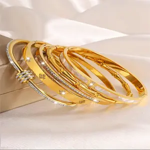 Elegant Minimalist Bangle Stack 5 Piece Set, Bracelets forWomen, Stainless Steel Jewelry for Party, DailyClothing Decor, Trendy All-match & Exquisite Jewelryfor Birthday Gift, Gifts for Her, High Quality BraceletMultilayered Bangles