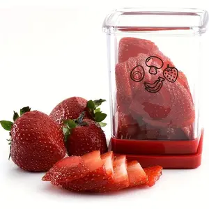 Portable Fruit & Vegetable Slicer, Pusher Plate Design Fruit Slicer, Kitchen Fruit & Vegetable Utensils, Strawberry Cutter, Perfect Mother's Day Gift