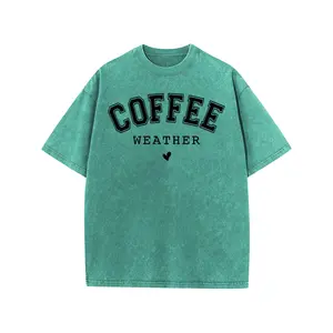 Holafish Lady's Acid Washed Short-Sleeve Graphic Tshirt - Drop Shoulder, Baggy Fit, Stylish Everyday Comfortable Casual Streetwear Top