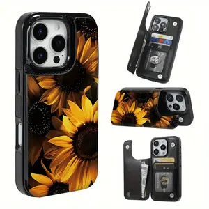 This sunflower pattern phone, made of durable TPU, includes a card slot and offers various functionalities for bank and transit cards. It's compatible with iPhone 17, 16, 15, 14, 13, 12, and Samsung models, and makes a great gift for friends or family.