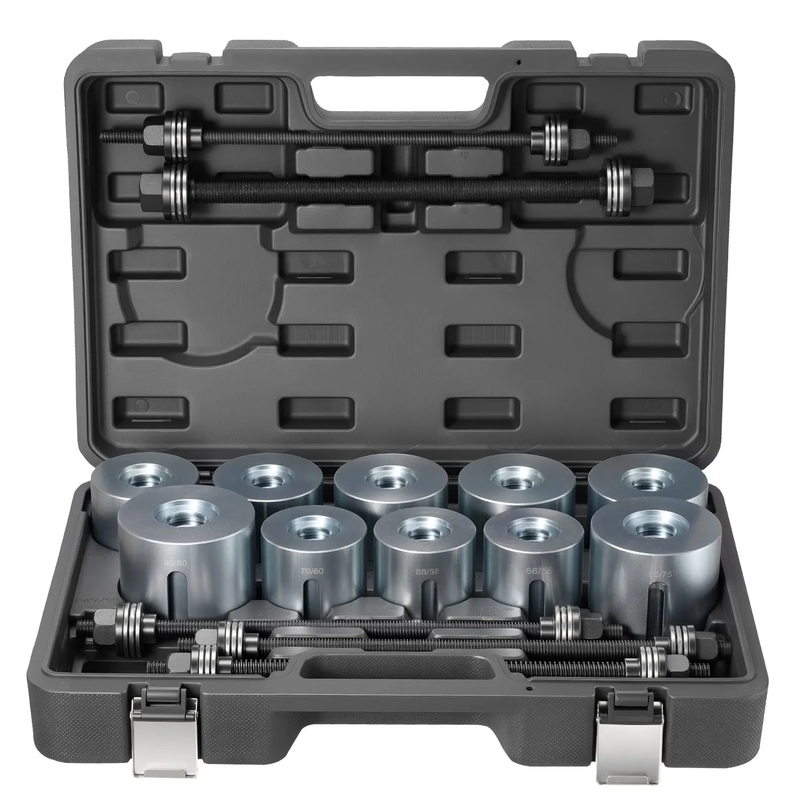 VEVOR 27-PCS Pull and Press Sleeve Automotive Tool Kit, Steel Bush Removal & Insertion Tools with Carrying Case, Compatible with LCV & HGV Engines for Bushings, Bearings, Seals