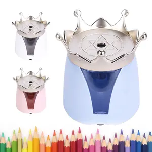 Crown Pencil Sharpener, Electric Quick Sharpening, Battery Powered, Fits 6-8mm Pencils, Push Start, Auto Stop, Ideal for Home or Classroom Use