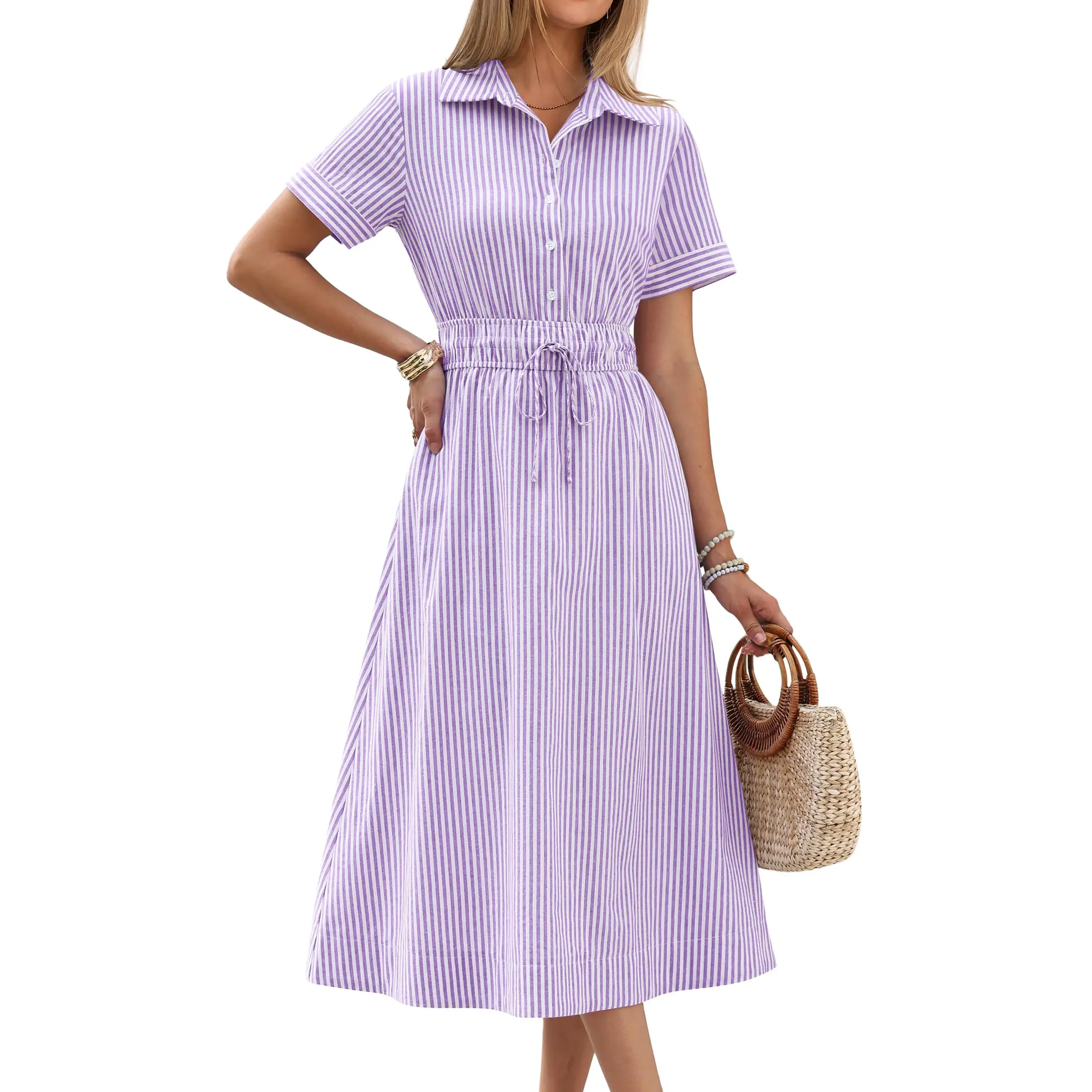 sachin and babi light blue dress Coolmee Womens Summer Maxi Dress Casual Short Sleeve Button Down Drawstring  Waist Loose Shirt Dresses with Pockets : Target main image 0