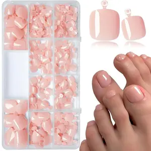 Press on Toenails, 240pcs/box Short Square Fake Toenails, Toe Nail Tips, Removable Full Cover Artificial Fake Nail, Women Girls DIY Manicure