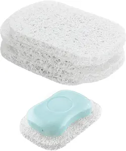 4-Pack Bulk Pack White Bar Soap Saver Holder, Self-Draining Porous Bathing Accessory, Dry-Keeping Lift Pad for Shower and Bathroom