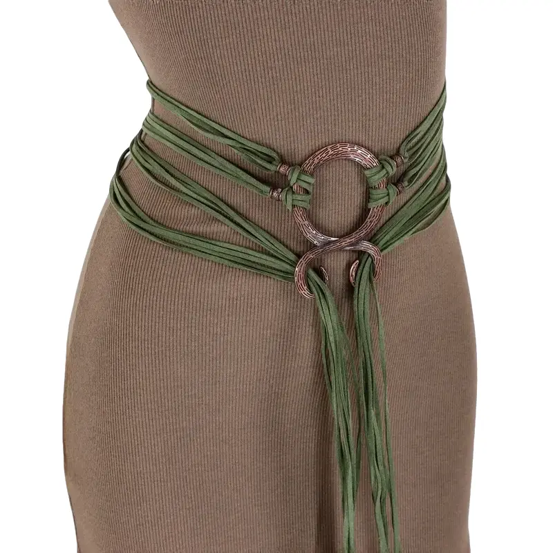 Medieval Viking Braided Leather Rope Belt Set, Ring Buckle, Tassel Decorations, Men's Halloween Cosplay Costume Fashion Accessory