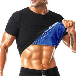 Short Sleeve Sauna Shirt for Men Sweat Body Shaper Compression Vest Gym Exercise Top