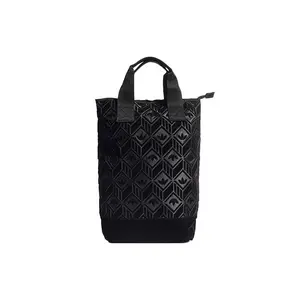 Adidas Originals Trefoil Embroidered Logo Large Capacity Thin Polyurethane Convertible Handbag Backpack for Women in Black