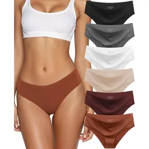 Women's Seamless No Show Hipster Bikini Panties, Low Rise Cheeky Breathable Soft Invisible Briefs 6 Pack