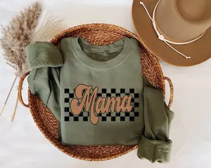 Checkered Retro Mama Sweatshirt, Varsity Mom Crewneck ,Mother's Day Gifts, Retro Shirt, Retro Mama Shirt, Mother’s Day Gifts, Mom Sweatshirt Fit Long Sleeve, MC05-91