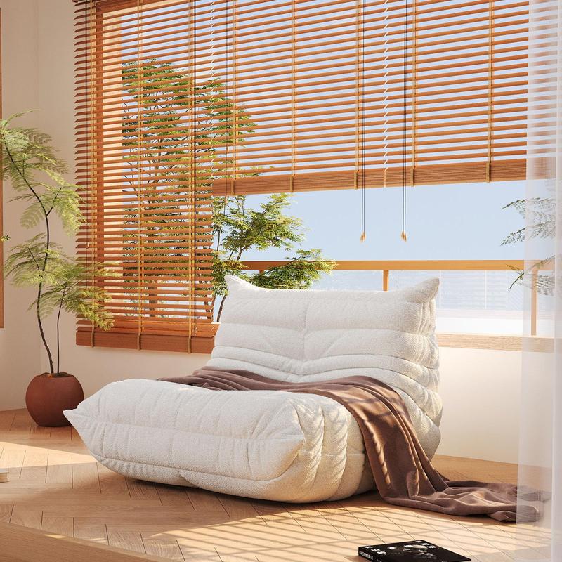 Togo Sofa for Adults 1/2/3 Seater Bean Bag Chair Sofa Fireside Chair Lazy Sofa Chair with High Density Comfortable Foam Modern Bean Bag for Living Room Bedroom Office Beige Beanbag Cushion Beanbag Lounger