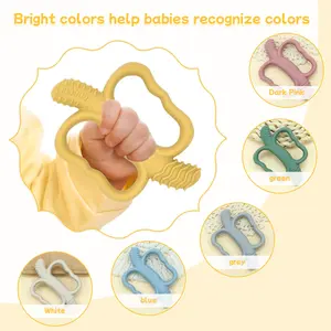 Baby teething toys, two-end textured banana-shaped massage teether with easy-to-grip handles, food-grade silicone, suitable for babies over 3 months old, girls and boys, Christmas and Halloween gifts