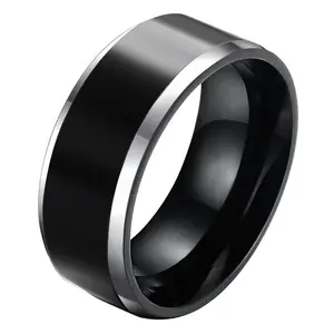 OIDEA 8mm Black Tungsten Carbide Ring for Men Classic Plain Wedding Band Scratch Resistant
