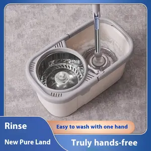 360° Rotary Mop with Bucket for Dry Floor Cleaning - Hands-Free Flat Mop for Household Cleaning - Sufiber Replacement Mop Head - Must-Have Items for Home Cleaning