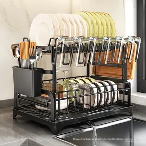 Kitchen dish storage rack, household dish and cup organizer, bowl rack, dish and utensil draining rack, small plate rack