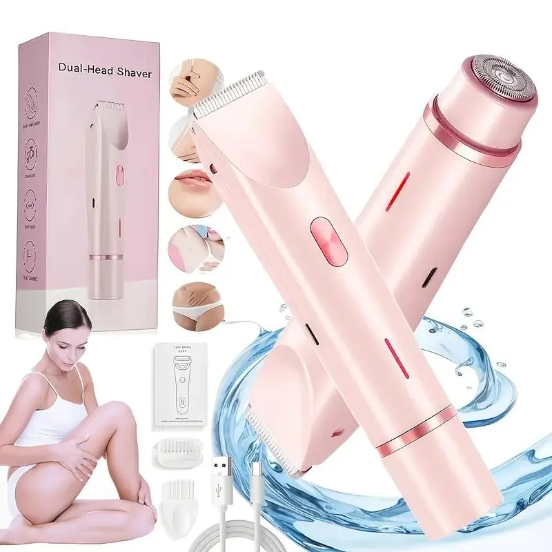 Women's Hybrid 2-in-1 Trimmer and Shaver - Cordless Multifunctional Lithium Ion Electric Razor with Titanium-Ceramic Blades, IPX7 Water Resistant, Painless Precision Facial, Lip & Eye Hair Removal Tool Painless Precision Shaver Multifunctional Hair Shaver