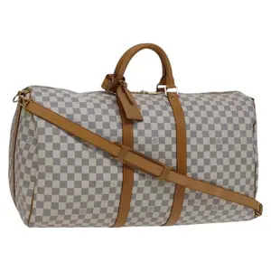 Pre-owned Louis Vuitton Coated Canvas Luggage Damier Azur Keepall Bandouliere 55 Boston Bag L26032410