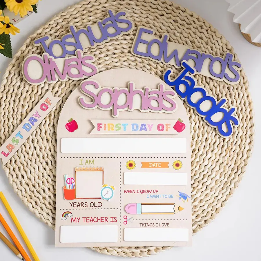 Celebrate Every First Step! – Personalized Wooden School Sign, Back-to-School Keepsake Board for Preschool to 12th Grade, Class of 2026