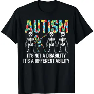 Skeleton Dabbing Design For Autism Awareness T-Shirt