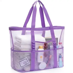 Beach bag Large capacity toiletries Storage bag Swimsuit Storage bag Outdoor shoulder folding mesh swimming bag