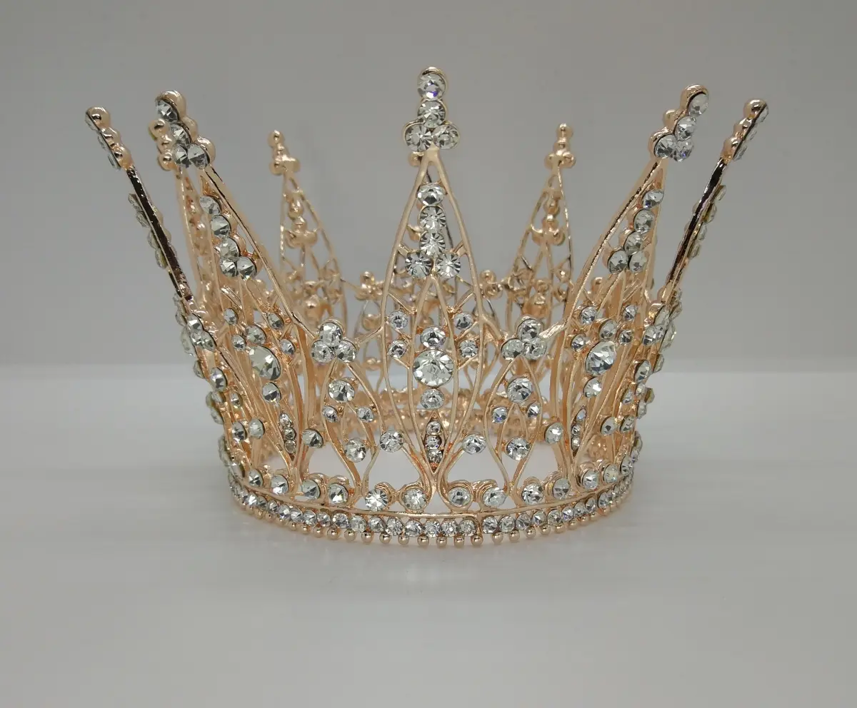 8.9 oz Crown with Clear Rhinestones - Rose Gold