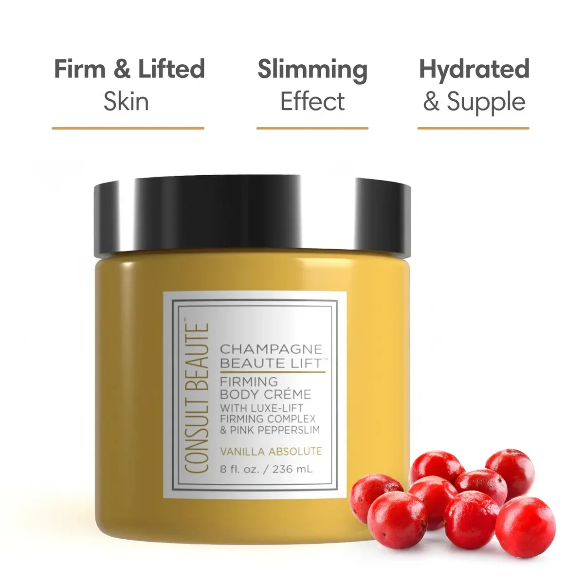 Champagne Beaute Lift Body Crème - with Pink Pepperslim for Crepey Skin Moisturizer Tightens, Tones & Hydrates Dry Skin on Arms & Legs ( Champagne )