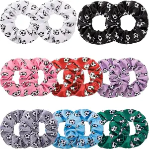 16 Pieces Soccer Hair Scrunchies Soccer Hair Ties Elastic Sports Ball Bands Ponytail Holders Ties Accessories Back to School Sport Gift for Girls Women Players Coaches Teams