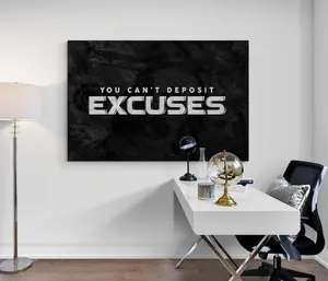 Cannot Deposit Excuses Wall Art Money Rule The World Poster, Hustle 247 No Excuses Entrepreneur Poster Motivational Inspirational Art