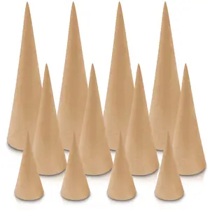 12 PCS Paper Mache Craft Cones Variety Pack- 3 Sizes- 13.75 x 5, 10.63 x 4, 7 x 3 Inches- Set of 12