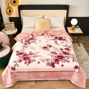 Luxury Mink Blanket, 2-Ply Blankets, 7.8LBs Heavyweight, Silky Soft and Warm Raschel Blanket, Floral Blanket, Throw Blankets for Autumn and Winter For Bed and Sofa G, 79" x 91"