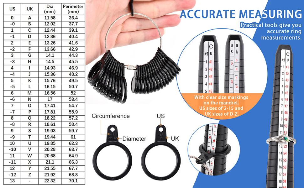 8Pcs Ring Making & Sizing Kit – Ring Mandrel Ring Sizer Gauge, Hammer & Polishing Tools for DIY Jewelry Making