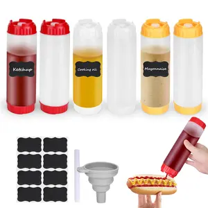 Inverted Condiment Squeeze Bottles, Leak-proof Refillable Squeeze Bottles for All Types Liquid, Plastic 16oz Fifo Squeeze Bottle for Ketchup Mustard Mayo Honey Syrup Oil