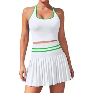 2 Piece Tennis Dress Women  High Waisted Pleated Skirt Golf Outfit