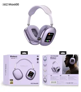 AKZ CN COM AKZ-MAX600 Wireless On-Ear Headphones - RGB Digital Display Audio Electronic Headset, Dual-Mode Foldable Headphones with TF Card, Bluetooth & Wired Connectivity, Wireless Headset Audio