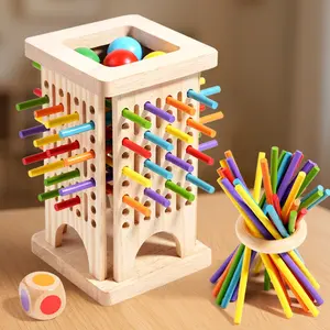 Wooden Early Education Stacking Rods Puzzle Desktop Game for Ages 3+, Focus Balance Game, Family Fun Game, Parent-Child Interactive Battle Intelligence Training