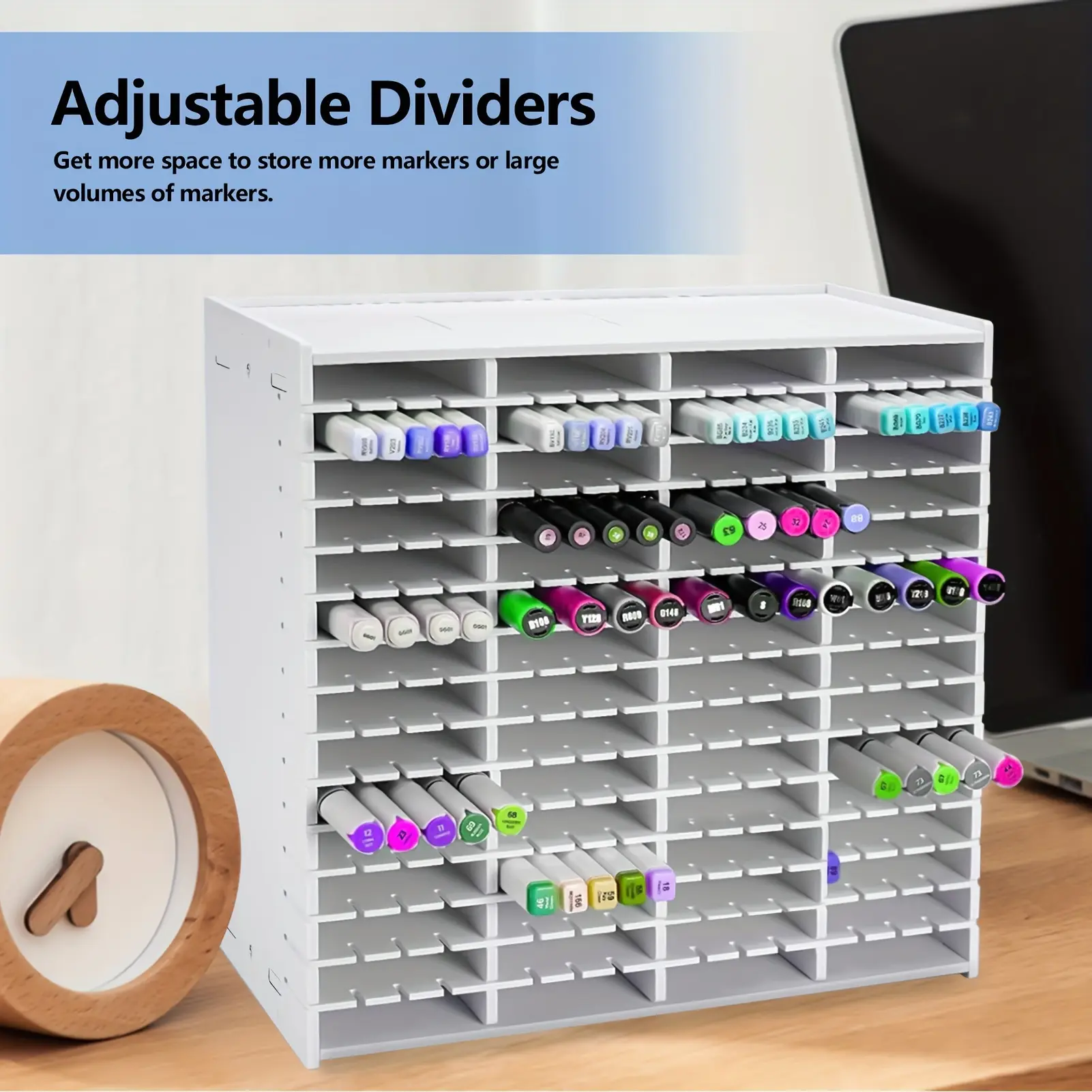 120/180/240/300 Slots Marker Pen Storage Rack, Arts & Crafts Supplies Storage Shelf, Desktop Art Marker Colored Pencil Storage Box, Suitable for Home Office