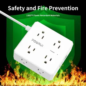 [21-in-2] Multi Extendable Plug Outlet Extender  8 AC + 3 USB-A & 1 USB-C, 600J Surge Protector, Night Light, 3-Sided Wall Charger Power Strip, ETL Listed, White – Home,Office,Travel Extension Socket