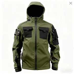 Men's Consul Tactical Soft Shell Jacket Outdoor Waterproof Windproof Fleece Lined Winter Warm Combat Training Hiking Hoodie Assault Style Zipper Coat for Snowboarding