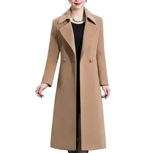 Aprsfn Women's Elegant Pea Coat Solid Color Long Fall Coat Winter Coat Black