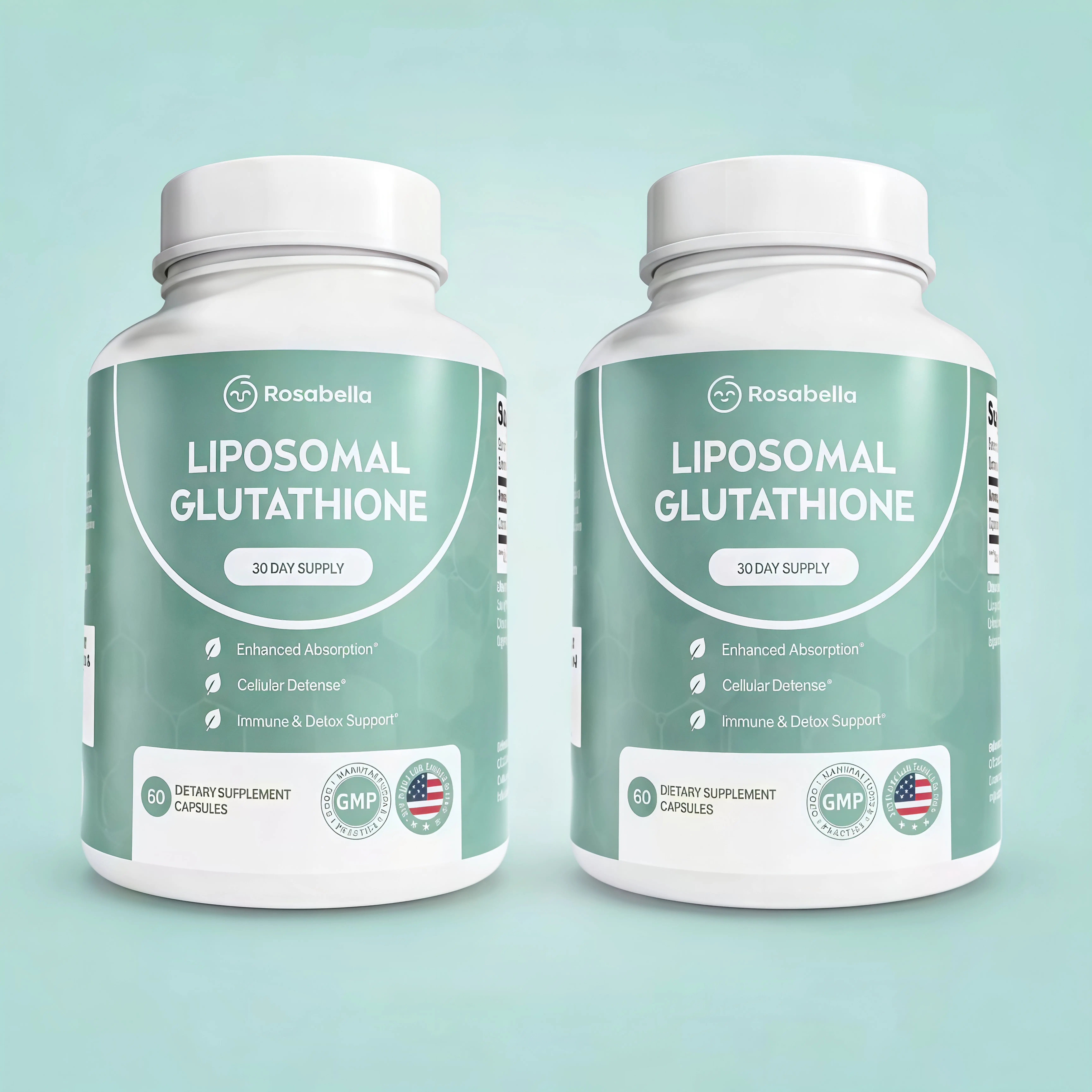 2 Pack Liposomal Glutathione Capsules ZI– Skin Glow, Immune & Detox Support (60 Count) - Rosabella