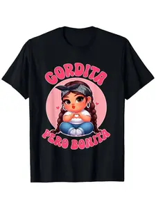 [100% Cotton] Soft & Comfy T Shirt Gordita Pero Bonita- Latina Chingona Mujer Chicana-Chula Cotton T-Shirt - Perfect Christmas Or Valentine'S Gift For Men And Women Golf Gift T-Shirt For Men And Women  Golf Gift T-Shirt For Men and Women