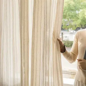 1pc Bohemian Style Linen Blackout Window Curtain, Privacy and Light Filtering, Suitable for Living Room and Bedroom Decor, Minimalist Design